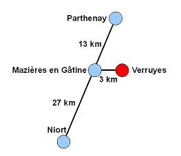 Plan d'accès à Verruyes Plan d'accès à Verruyes